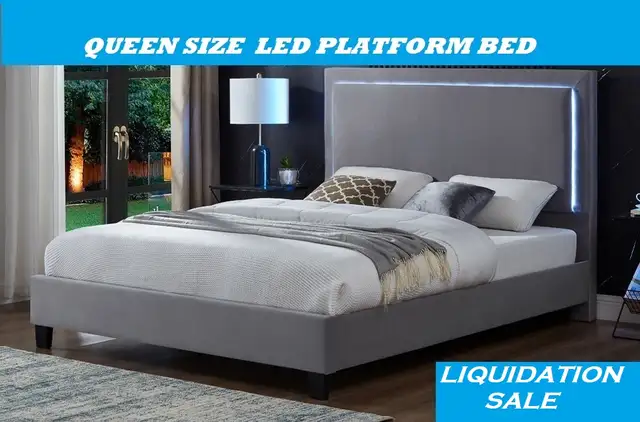 QUEEN SIZE LED PLATFORM BED 20 LED COLORS OPTIONS