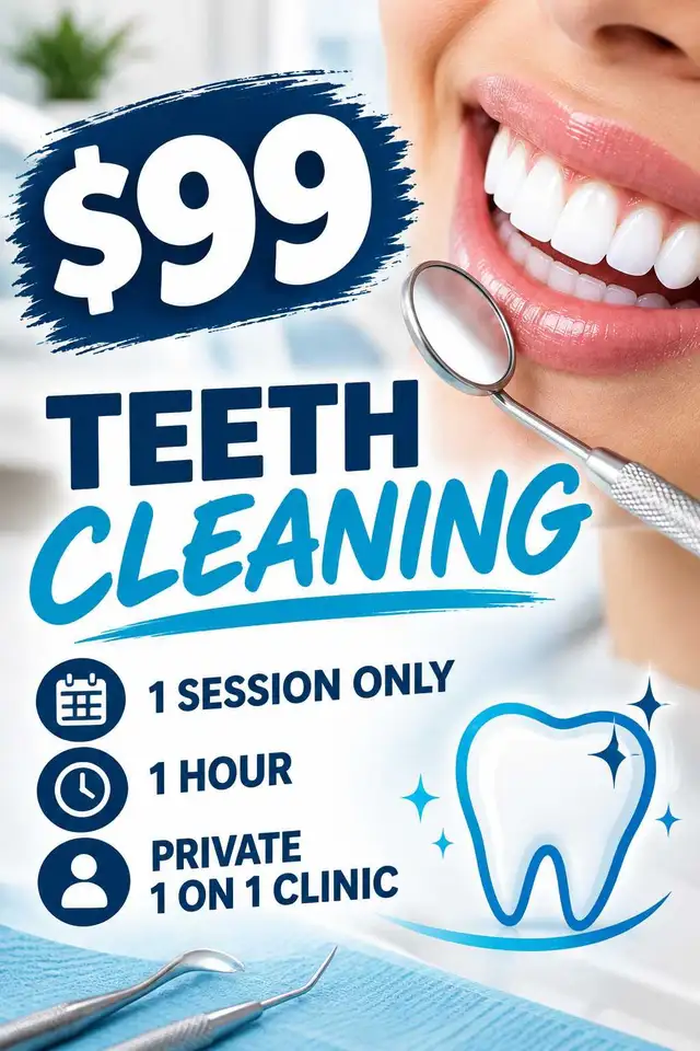 Private Teeth Cleaning — 1 Hour — $99