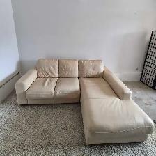 FREE DELIVERY Beautiful Cream Leather Sectional / L Shape Sofa - Photo 2