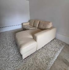 FREE DELIVERY Beautiful Cream Leather Sectional / L Shape Sofa - Photo 4