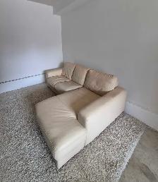 FREE DELIVERY Beautiful Cream Leather Sectional / L Shape Sofa - Photo 5