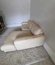 FREE DELIVERY Beautiful Cream Leather Sectional / L Shape Sofa - Photo 6