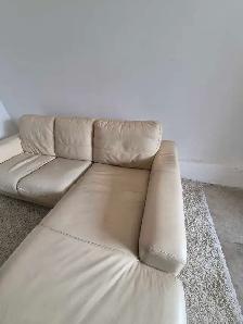 FREE DELIVERY Beautiful Cream Leather Sectional / L Shape Sofa - Photo 7