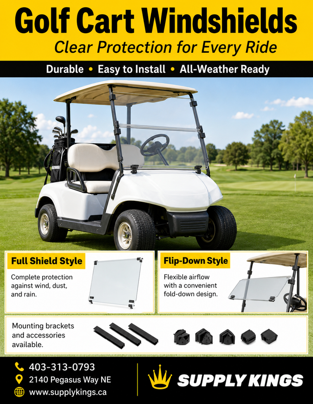 Golf Car Windshield | Full Shield & Flip-Down | Premium Durable