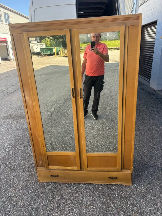 Free delivery used antique Wardrobe with Mirrored Doors
