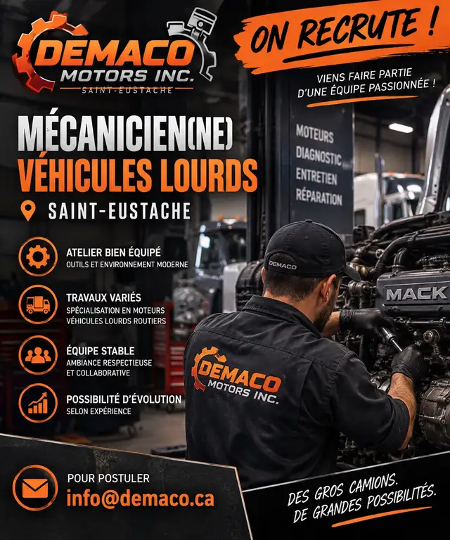 Mécanicien (ne) poids lourds Saint-Eustache