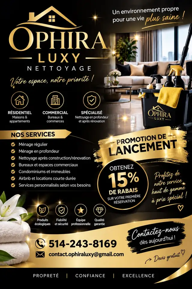Services de nettoyage professionnel Ophira Luxy