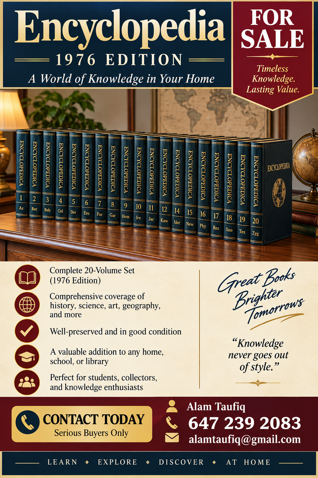 VINTAGE 1976 ENCYCLOPEDIA SET FOR SALE