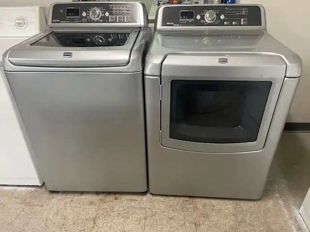 Laveuse sécheuse top load grises grande capacité Maytag