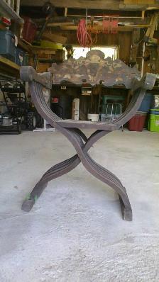 Very old  Savonarola walnut European arm chair.