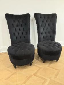 2 black tufted velvet accent chairs - Photo 2