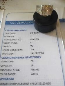 Moissanite 8ct 925 Silver Men's Ring - Photo 5