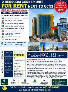 Bright lots of Sunshine-2BR Prkg Next 2 UofC, LRT,Brentwood mall