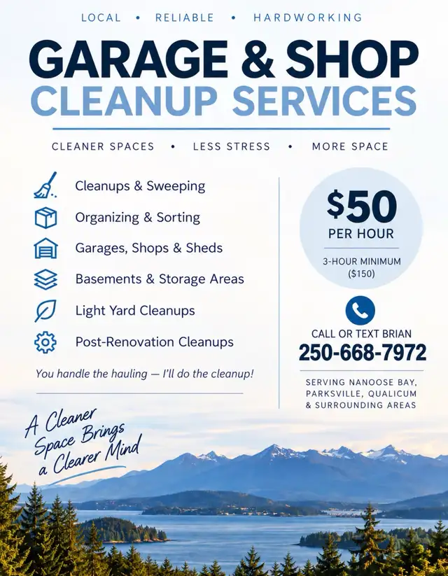 Garage & Shop Cleanup – $50/Hour