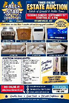 VEGREVILLE:  TIMED ONLINE ESTATE AUCTION - Closing Sept 13th 6pm