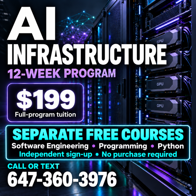AI Infrastructure 12 Weeks $199 | Separate Free Tech Courses