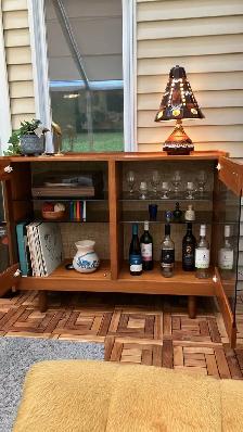 Mid century. TEAK TECK Buffet, vaisselier, vitrine, étagère disq - Photo 6