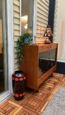 Mid century. TEAK TECK Buffet, vaisselier, vitrine, étagère disq - Photo 9