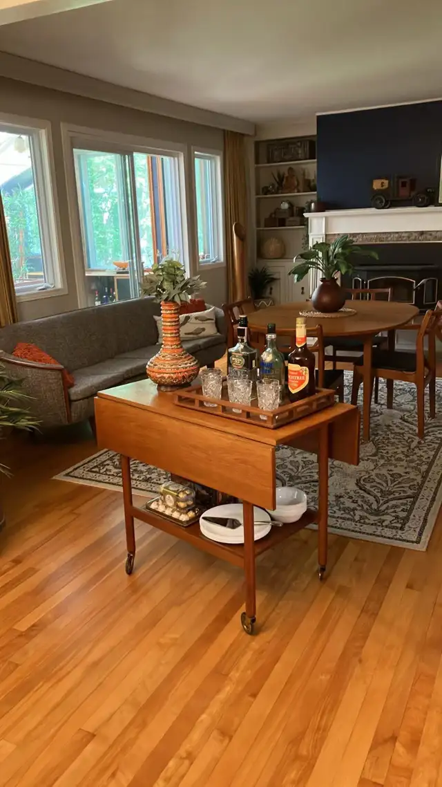 Mid century modern. TEAK TECK. Chariot de bar / dessert / table