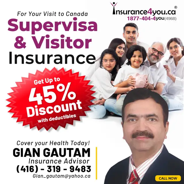 UPTO 45 % DISCOUNT ON SUPERVISA VISITORS INSURANCE-MONTHLY OPTNS