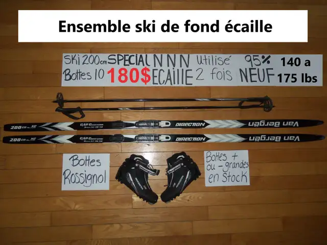 Ensemble kit de ski de fond écaille 200 cm