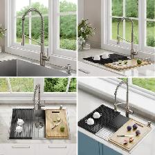 KRAUS 33 in. Dual Mount Sink with Faucet and Accessories KCC-130 - Photo 2