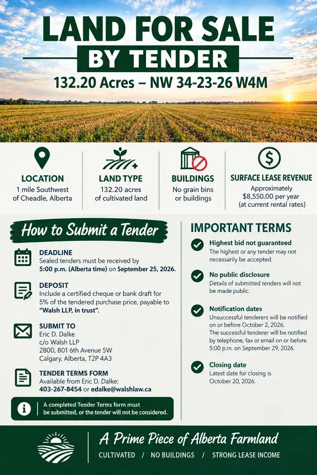 132 Acres of farm land Cheadle Alberta