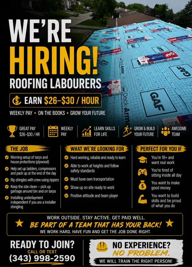 We are hiring roofers