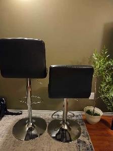 Set of 2 Adjustable Swivel Bar Stools – Black & Chrome - Photo 4