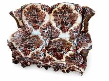 Vintage Upholstered Sofa and Armchair Set - Photo 2