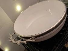Rustic Antler Handle Serving Bowl   Matching plates - Photo 2