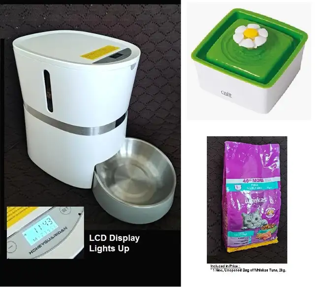 AUTO FEEDER, WATER FOUNTAIN, FOOD