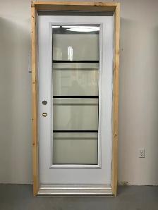 1424PA Porte d’acier 34″D Blanche Verre pure clair 23×65