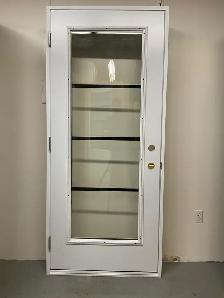 1424PA Porte d’acier 34″D Blanche Verre pure clair 23×65 - Photo 2