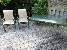 Outdoor Glass Table and Comfy Chairs