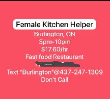 Kitchen Helper - Burlington, ON