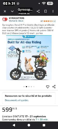 scooter électrique gyrocoptère zéno 2.0 a vendre