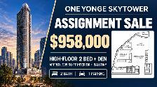 One Yonge SkyTower Assignment High Floor 2 Den, Parking – $958K
