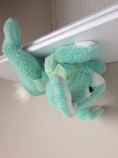 BÉBÉ LAPIN NEUF ULTRA-DOUX TURQUOISE BLANC 8'LONGx6'HAUT: $5.00 - Photo 2
