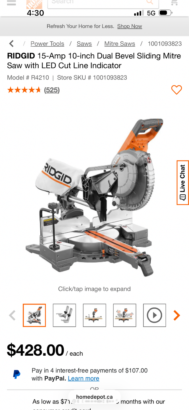 RIDGID MITRE SAW 10inch ADJUSTABLE