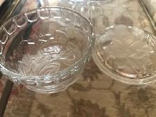 Two(2) Attractive Lotus Flower Glass Candy Dishes with Lid - Photo 6