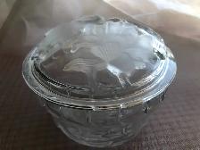 Two(2) Attractive Lotus Flower Glass Candy Dishes with Lid - Photo 7