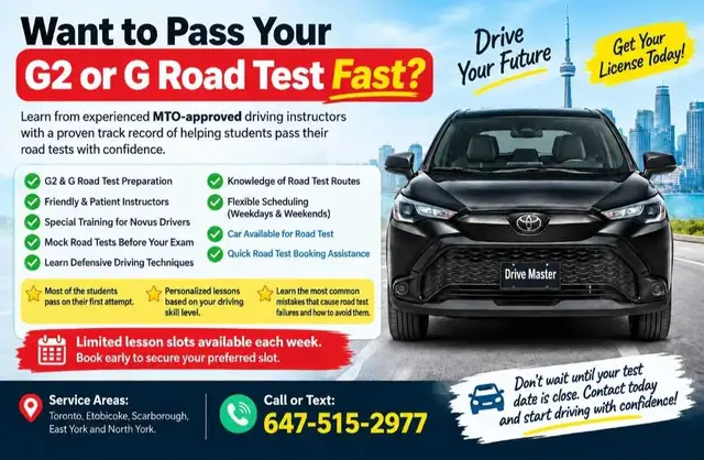 PASS YOUR G2 OR G ROAD TEST(MTO Approved instructors)