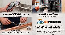 Hiring Fully Licensed Gas Techs, Plumbers, and Electricians