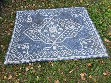 Blue and White Geometric Outdoor Patio Rug
