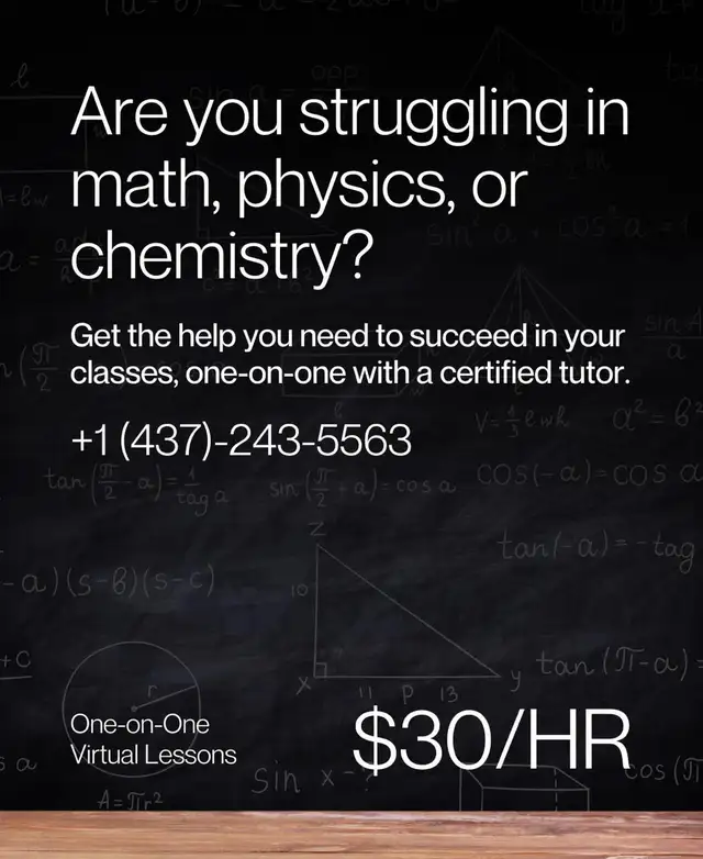 Tutoring for Math and Sciences for Grades 9 to 11