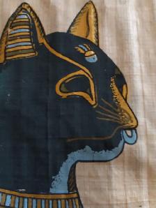 Beautiful Cat Goddess Bast Framed Genuine Egyptian Papyrus Art - Photo 6