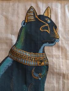 Beautiful Cat Goddess Bast Framed Genuine Egyptian Papyrus Art - Photo 7