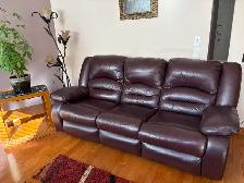 Leather Reclining Sofa Couch