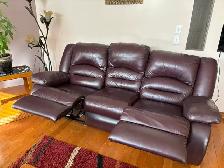 Leather Reclining Sofa Couch - Photo 2
